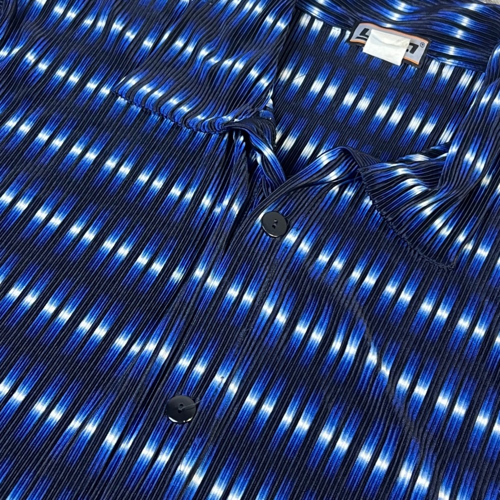 Vintage 90s YMLA Club Epic Black Blue Pleated Striped Disco Retro Mens Small ue